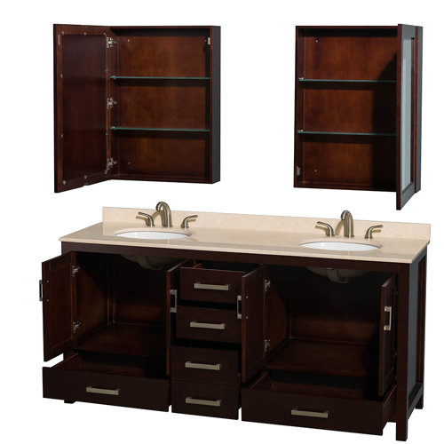 Wyndham Collection Sheffield 71" Double Bathroom Vanity Base Only & Reviews Wayfair